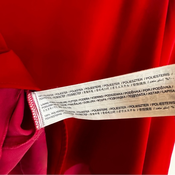 Mango Suit Collection Red Layered Long Sleeve Blouse Fuchsia/Pink Lining Size 4 - Picture 5 of 6